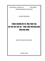 Luận văn thạc sĩ Luật học: Trách nhiệm bồi thường thiệt hại do súc vật gây ra - Thực tiễn trên địa bàn tỉnh Hoà Bình