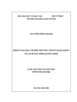 Luận văn thạc sĩ Luật học: Pháp luật bảo vệ môi trường trong hoạt động du lịch tại tỉnh Quảng Ninh