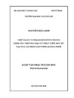 Luận văn thạc sĩ Luật học: Chế tài do vi phạm hợp đồng trong lĩnh vực thương mại từ thực tiễn xét xử tại Toà án nhân dân tỉnh Quảng Ninh
