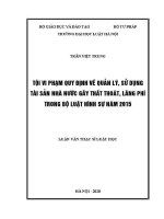Luận văn thạc sĩ Luật học: Tội vi phạm quy định về quản lý, sử dụng tài sản nhà nước gây thất thoát, lãng phí trong Bộ luật Hình sự năm 2015