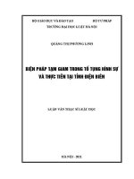 Luận văn thạc sĩ Luật học: Biện pháp tạm giam trong tố tụng hình sự và thực tiễn tại tỉnh Điện Biên
