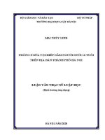 Luận văn thạc sĩ Luật học: Phòng ngừa tội hiếp dâm người dưới 16 tuổi trên địa bàn thành phố Hà Nội