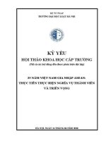 Kỷ yếu hội thảo khoa học cấp Trường: Hai mươi lăm năm Việt Nam gia nhập ASEAN: Thực tiễn thực hiện nghĩa vụ thành viên và triển vọng