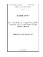 Luận văn thạc sĩ Luật học: Pháp luật về nội quy lao động và thực tiễn thực hiện tại Tổng Công ty Công nghiệp Xi măng Việt Nam