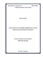 Luận văn thạc sĩ Luật học: Tội lạm dụng tín nhiệm chiếm đoạt tài sản trong Bộ luật Hình sự năm 2015