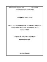 Luận văn thạc sĩ Luật học: Pháp luật về phát hành trái phiếu riêng lẻ ở Việt Nam thực trạng và giải pháp hoàn thiện