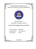 BÀI THẢO LUẬN NHẬP MÔN TÀI CHÍNH - TIỀN TỆ Bộ câu hỏi trắc nghiệm chương 5 Bảo hiểm