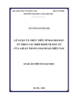 Luận án tiến sĩ Luật học: Lý luận và thực tiễn về bảo hộ đầu tư theo các hiệp định về đầu tư của ASEAN trong giai đoạn hiện nay