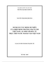 Đánh giá tác động dự kiến của hiệp định thương mại tự do việt nam   eu đối với đầu tư trực tiếp nước ngoài vào việt nam