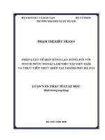 Luận văn thạc sĩ Luật học: Pháp luật về hợp đồng lao động đối với người nước ngoài làm việc tại Việt Nam và thực tiễn thực hiện tại thành phố Hà Nội