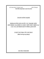 Luận văn thạc sĩ Luật học: Thẩm quyền giải quyết các tranh chấp hôn nhân, gia đình và thực tiễn thực hiện tại các Toà án nhân dân ở tỉnh Lạng Sơn