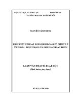 Luận văn thạc sĩ Luật học: Pháp luật về hoạt động kinh doanh ví điện tử ở Việt Nam - thực trạng và giải pháp hoàn thiện