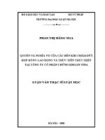 Luận văn thạc sĩ Luật học: Quyền và nghĩa vụ của các bên khi chấm dứt hợp đồng lao động và thực tiễn thực hiện tại Công ty cổ phần chứng khoán Vina