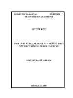 Luận văn thạc sĩ Luật học: Pháp luật về doanh nghiệp tư nhân và thực tiễn thực hiện tại thành phố Hà Nội