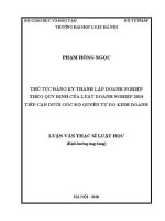 Luận văn thạc sĩ Luật học: Thủ tục đăng ký thành lập doanh nghiệp theo quy định của Luật Doanh nghiệp 2014 tiếp cận dưới góc độ quyền tự do kinh doanh