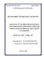 Đề tài nghiên cứu khoa học cấp Trường: Pháp luật về xác định trị giá hải quan đối với hàng hoá nhập khẩu ở Việt Nam trong giai đoạn hiện nay - Thực trạng và giải pháp