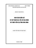 Luận văn thạc sĩ Luật học: Giao dịch dân sự có sự tham gia của hộ gia đình và thực tiễn tại tỉnh Hoà Bình