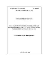 Luận văn thạc sĩ Luật học: Pháp luật về công ty trách nhiệm hữu hạn một thành viên do một cá nhân là chủ sở hữu và thực tiễn tại thành phố Hà Nội