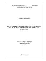 Luận văn thạc sĩ Luật học: Vai trò của Viện Kiểm sát nhân dân trong giải quyết theo thủ tục sơ thẩm các vụ án hành chính từ thực tiễn tỉnh Bắc Ninh