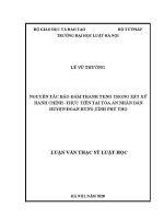 Luận văn thạc sĩ Luật học: Nguyên tắc bảo đảm tranh tụng trong xét xử hành chính - thực tiễn tại Toà án nhân dân huyện Đoan Hùng, tỉnh Phú Thọ