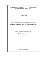 Luận văn thạc sĩ Luật học: Bảo đảm quyền con người trong giai đoạn thi hành án hình sự trên địa bàn tỉnh Phú Thọ