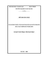 Luận văn thạc sĩ Luật học: Tội dâm ô đối với người dưới 16 tuổi trong Bộ luật Hình sự năm 2015