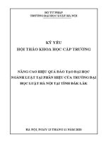 Kỷ yếu hội thảo khoa học cấp Trường: Nâng cao hiệu quả đào tạo đại học ngành Luật tại Phân hiệu của Trường Đại học Luật Hà Nội tại tỉnh Đắk Lắk