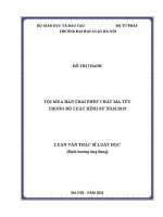 Luận văn thạc sĩ Luật học: Tội mua bán trái phép chất ma tuý trong Bộ luật Hình sự năm 2015