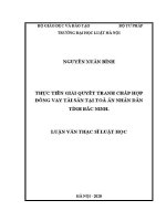 Luận văn thạc sĩ Luật học: Thực tiễn giải quyết tranh chấp hợp đồng vay tài sản tại Toà án nhân dân tỉnh Bắc Ninh