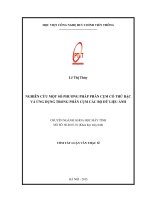 Nghiên Cứu Một Số Phương Pháp Phân Cụm Có Thứ Bậc Và Ứng Dụng Trong Phân Cụm Các Bộ Dữ Liệu Ảnh