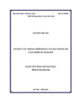 Luận văn thạc sĩ Luật học: Tội bắt cóc nhằm chiếm đoạt tài sản trong Bộ luật Hình sự năm 2015