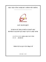 Áp dụng kỹ thuật phân cụm dữ liệu để phân loại kết quả học tập của học sinh