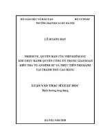 Luận văn thạc sĩ Luật học: Nhiệm vụ, quyền hạn của Viện Kiểm sát khi thực hành quyền công tố trong giai đoạn điều tra vụ án hình sự và thực tiễn thi hành tại thành phố Cao Bằng