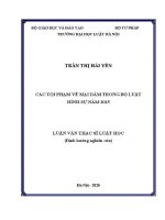 Luận văn thạc sĩ Luật học: Các tội phạm về mại dâm trong Bộ luật Hình sự năm 2015