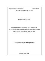 Luận văn thạc sĩ Luật học: Quyền kháng cáo theo quy định của Bộ luật Tố tụng dân sự năm 2015 và thực tiễn thực hiện tại thành phố Hà Nội