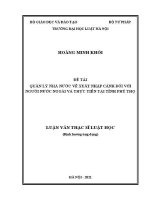 Luận văn thạc sĩ Luật học: Quản lý nhà nước về xuất nhập cảnh đối với người nước ngoài và thực tiễn tại tỉnh Phú Thọ