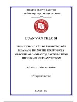 Phân tích các yếu tố ảnh hưởng đến khả năng trả nợ thẻ tín dụng của khách hàng cá nhân tại các ngân hàng tmcp việt nam