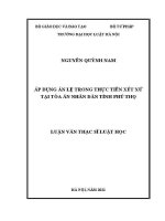 Luận văn thạc sĩ Luật học: Áp dụng án lệ trong thực tiễn xét xử tại Toà án nhân dân tỉnh Phú Thọ