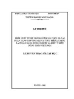 Luận văn thạc sĩ Luật học: Pháp luật về hệ thống kiểm soát nội bộ tại ngân hàng thương mại và thực tiễn áp dụng tại Ngân hàng Nông nghiệp và Phát triển Nông thôn Việt Nam