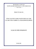 Nâng cao chất lượng nguồn nhân lực cho các khu công nghiệp của thành phố hải phòng