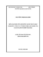 Luận văn thạc sĩ Luật học: Mối quan hệ giữa Hội đồng quản trị và Ban Giám đốc Công ty Cổ phần theo quy định của Luật Doanh nghiệp năm 2014