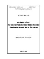Luận văn thạc sĩ Luật học: Nguyên tắc kiểm sát việc tuân theo pháp luật trong tố tụng hành chính của Viện kiểm sát nhân dân tỉnh Phú thọ