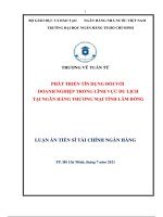 Phát triển tín dụng đối với doanh nghiệp trong lĩnh vực du lịch tại ngân hàng thương mại tỉnh lâm đồng