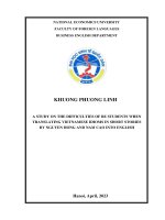 Chuyên đề tốt nghiệp: A study on the difficulties of be students when translating vietnamese idioms in short stories by nguyen hong and nam cao into english