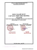 BÁO CÁO ĐỀ XUẤT CẤP GIẤY PHÉP MÔI TRƯỜNG CỦA CƠ SỞ SẢN XUẤT DÂY CÁP THÔNG TIN VÀ CÁC LOẠI SẢN PHẨM ĐIỆN TỬ YINGTONG