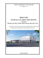 BÁO CÁO ĐÁNH GIÁ TÁC ĐỘNG MÔI TRƯỜNG Của dự án THÀNH LẬP NHÀ XƯỞNG MỚI VSO HÀ NỘI VIỆT NAM