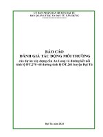 BÁO CÁO ĐÁNH GIÁ TÁC ĐỘNG MÔI TRƯỜNG của dự án xây dựng cầu An Long và đường kết nối tỉnh lộ ĐT.270 với đường tỉnh lộ ĐT.261 huyện Đại Từ