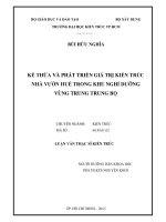 KẾ THỪA VÀ PHÁT TRIỂN GIÁ TRỊ KIẾN TRÚC NHÀ VƯỜN HUẾ TRONG KHU NGHỈ DƯỠNG VÙNG TRUNG TRUNG BỘ

