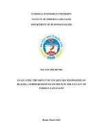 Chuyên đề tốt nghiệp: Evaluating the impact of vocabulary on reading comprehension of students in the Faculty of Foreign Language