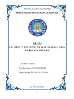 ĐỀ TÀI CÁC NHÂN TỐ ẢNH HƯỞNG TỚI QUYẾT ĐỊNH LỰA CHỌN ĐẠI HỌC CỦA SINH VIÊN